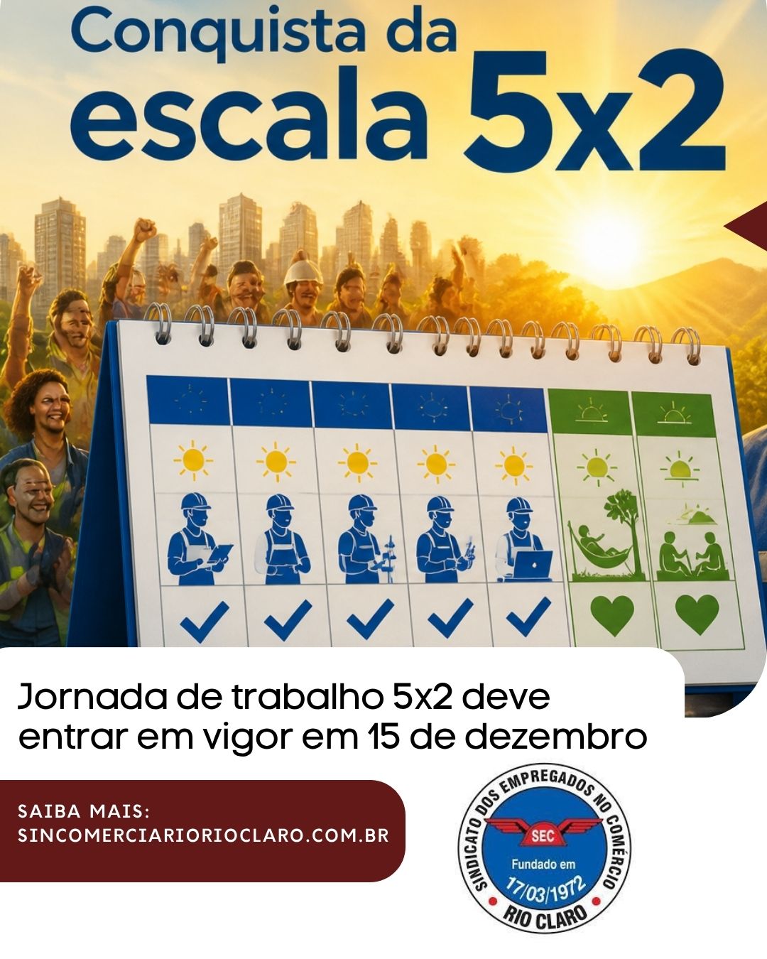 Jornada de trabalho 5×2 deve entrar em vigor em 15 de dezembro